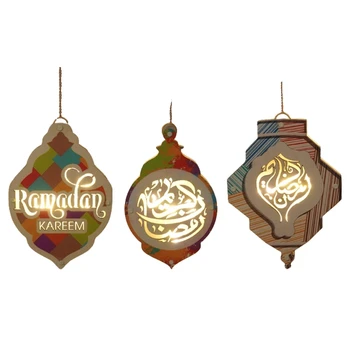 2024 Nový Korán Art Lampa Zeď Ornament, DIY Nástěnné Ozdoby, Obývací Pokoj, Ložnice Eid Mubarak Lampa Islámské Znamení Visí Lucerny