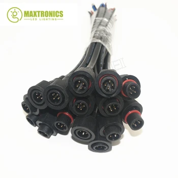 5 párů 4 Pin Jádro Vodotěsné Led Kabel Konektor Samec Samice Černá/Bílá / 0.3/0.5 Metr 15mm kabel pro LED Strip Light Modul