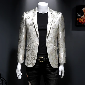 Nový luxusní vintage bunda v mužské jacquard, v pořádku singfloral, pro klub, svatební party, mužský kroj, nové