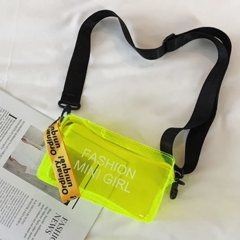 Transparentní Laserové Crossbody Taška pro Ženy Candy Barva Módní Dopis Divoké Mini přes Rameno Messenger Bag PVC Jelly Malé Tote Bag