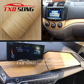 W1391 dřeva vinyl obtisk nálepka roll interiéru vozu DIY fólie fólie samolepící pvc carbon auto dekorace 10/20/30/40/50/60CM